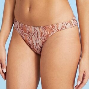 Shade & Shore Lurex Snake Print High Leg Extra Cheeky Bikini Bottom Size Small #